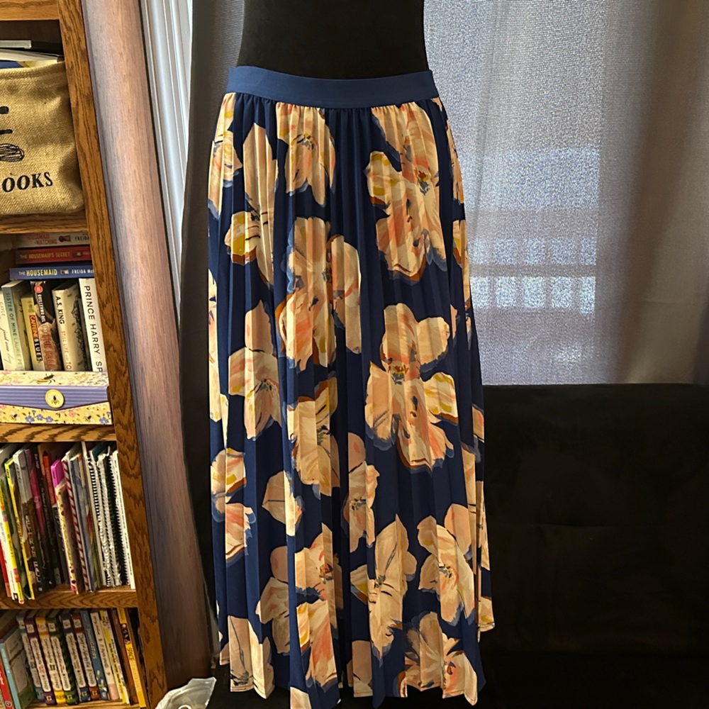 A New Day Navy Floral A-Line Skirt